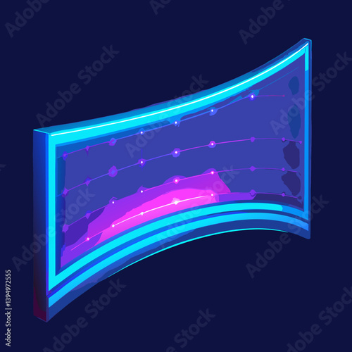 A blue and purple screen set against a matching blue and purple background.