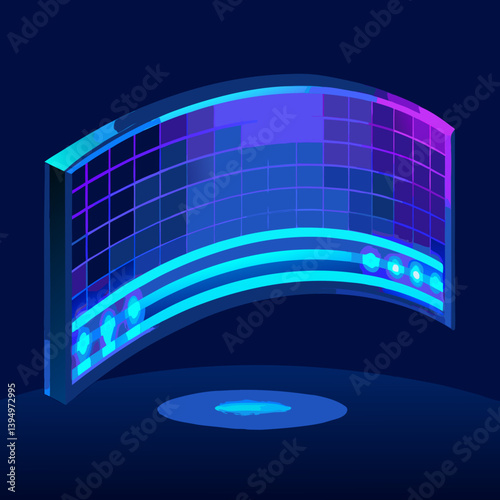 A blue and purple screen set against a matching blue and purple background.