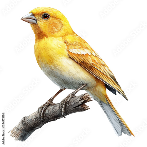 Canary, watercolor illustration, isolated on a white background.

