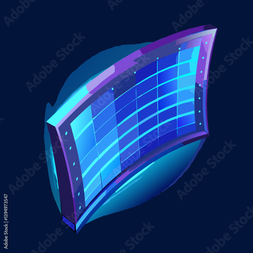 A blue and purple screen set against a matching blue and purple background.