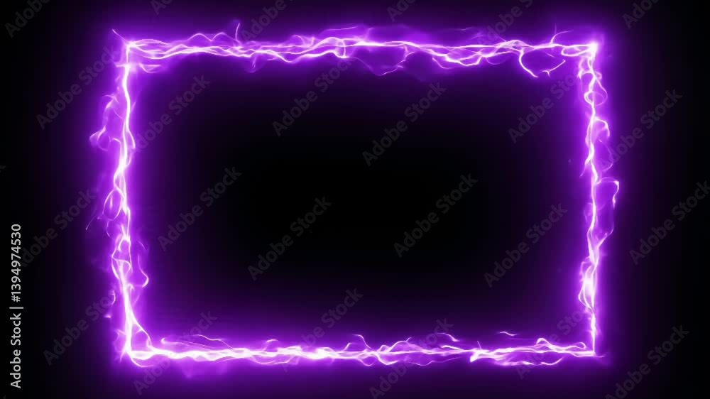 purple neon light motion animation with box frame shape and, black background, 4k resolution footage,