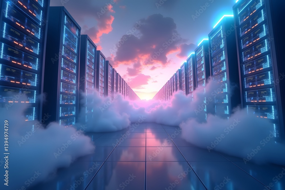 Obraz premium Cloud Computing Technology Internet Storage Network Concept.