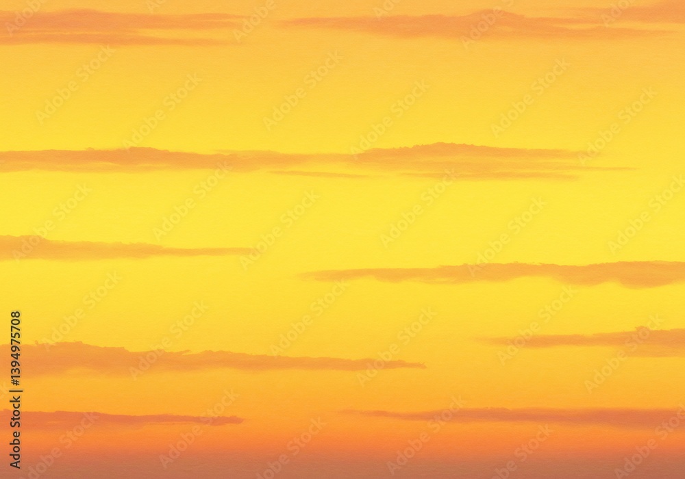 Fototapeta premium Golden Sunset Sky Softly Painted Clouds. AI Generated