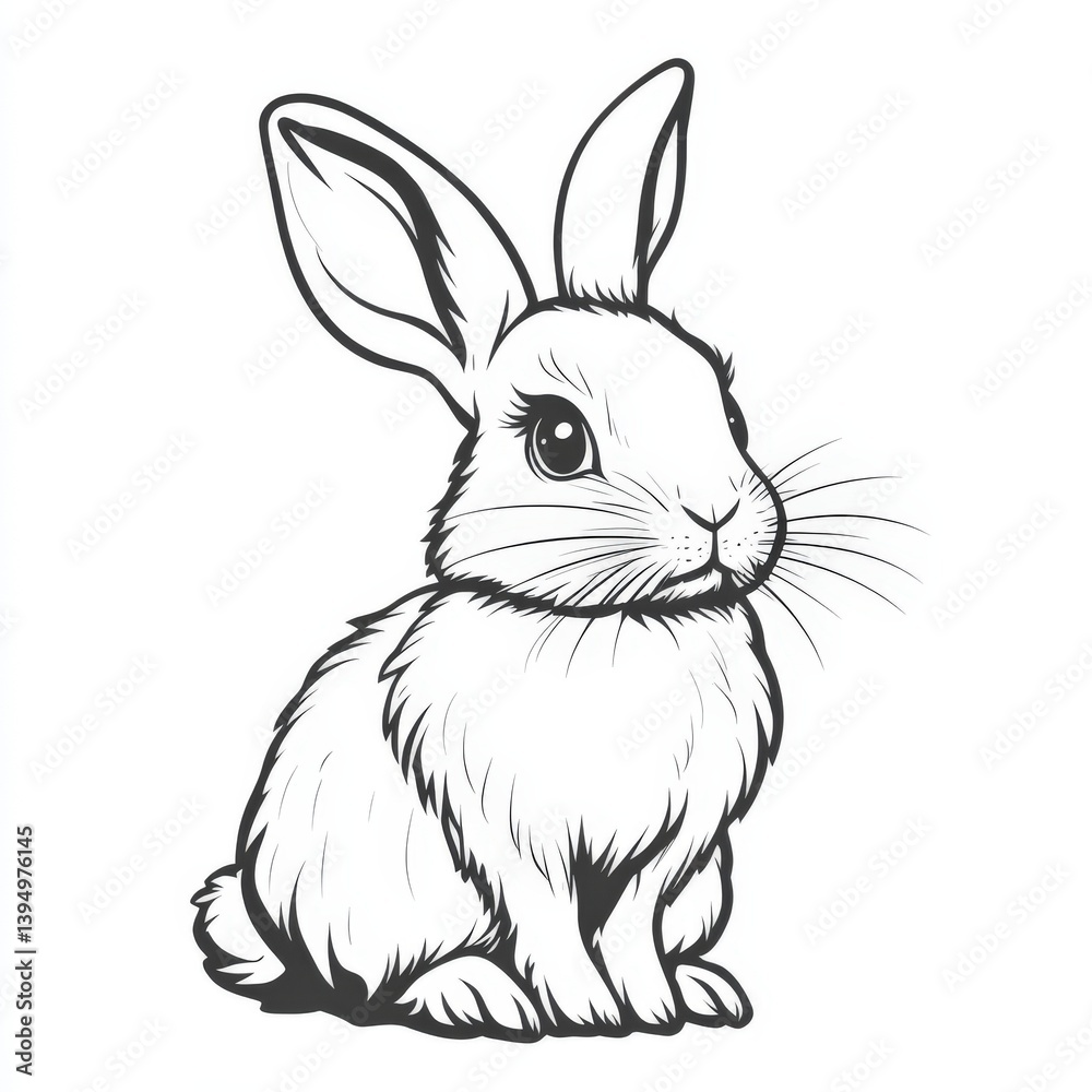 Lop-eared rabbit icon in line art style showcasing simple design and playful expression Lop-eared rabbit icon in line art style showcasing simple design and playful expression