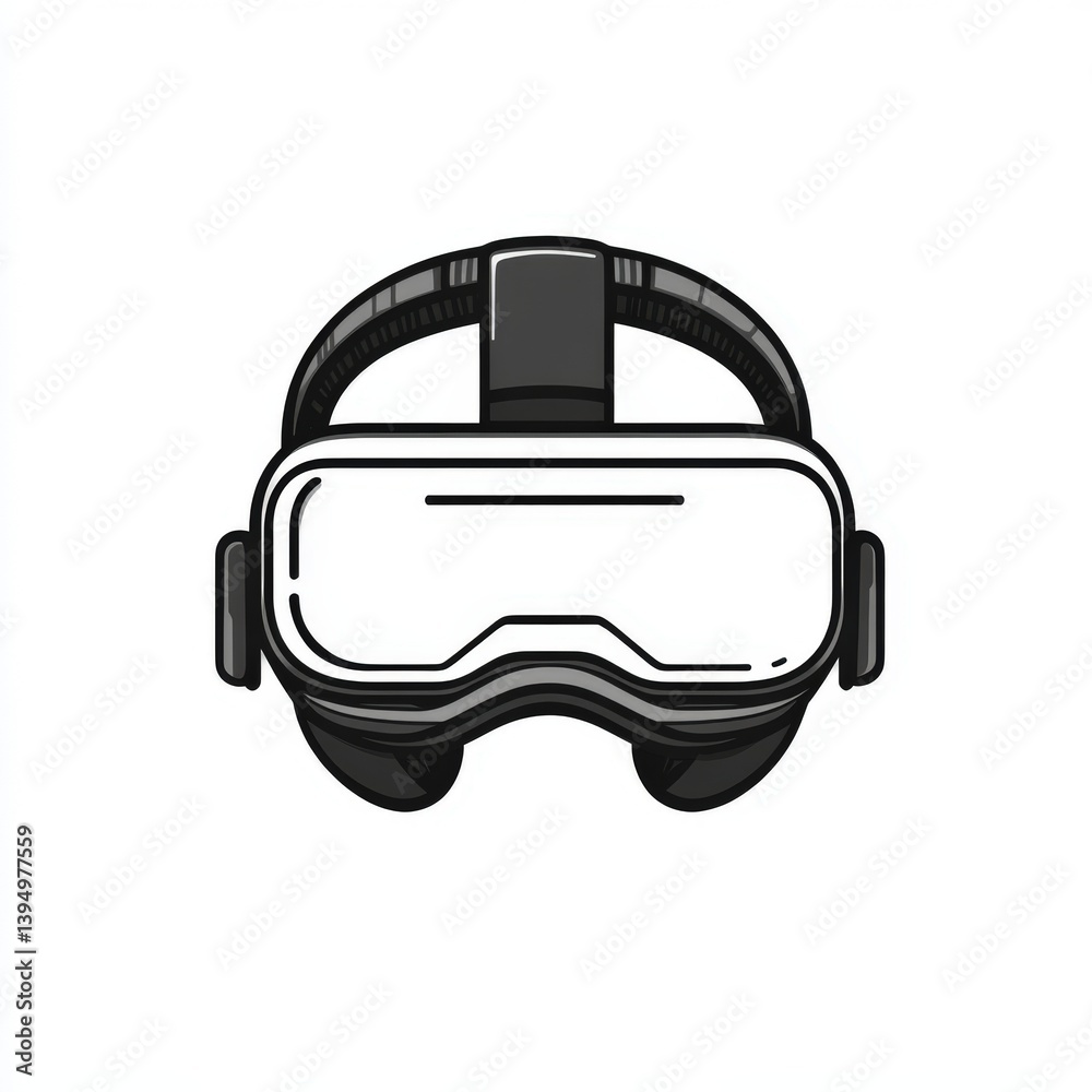 Stylized line art icon of a virtual reality headset showcasing modern technology and immersive experiences Stylized line art icon of a virtual reality headset showcasing modern technology and immersive experiences