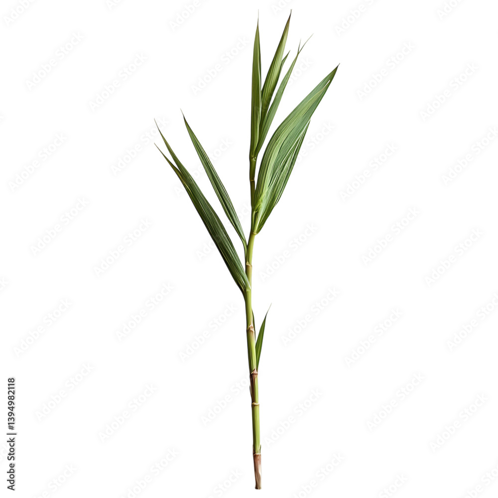 Lemongrass Stalk with Slender Green Stem Isolated on Transparent Background Lemongrass Stalk with Slender Green Stem Isolated on Transparent Background