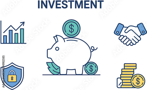 sets of investments icons, sets, vectors, 