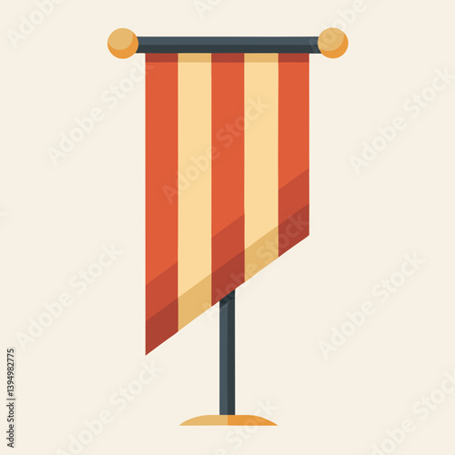 A flag attached to a tall pole, fluttering in the wind