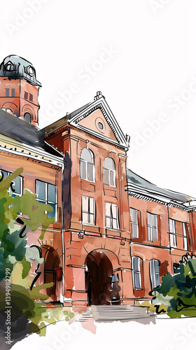 To create an illustration of a university building
