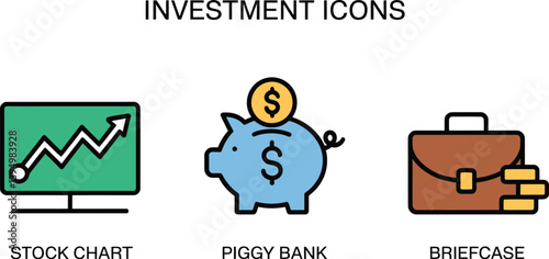 sets of investments icons, sets, vectors, 