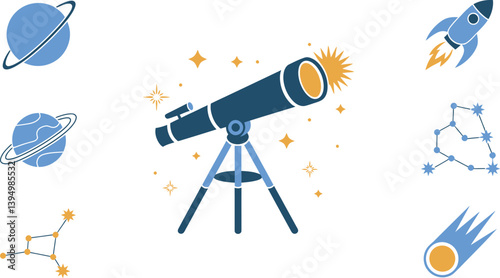 telescope on a blue background