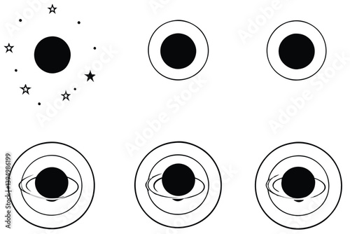  black hole line art abstract space illustration with swirling energy.