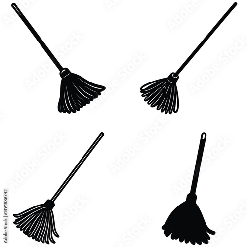 Mop Vector Silhouetted Bundle Set Collection