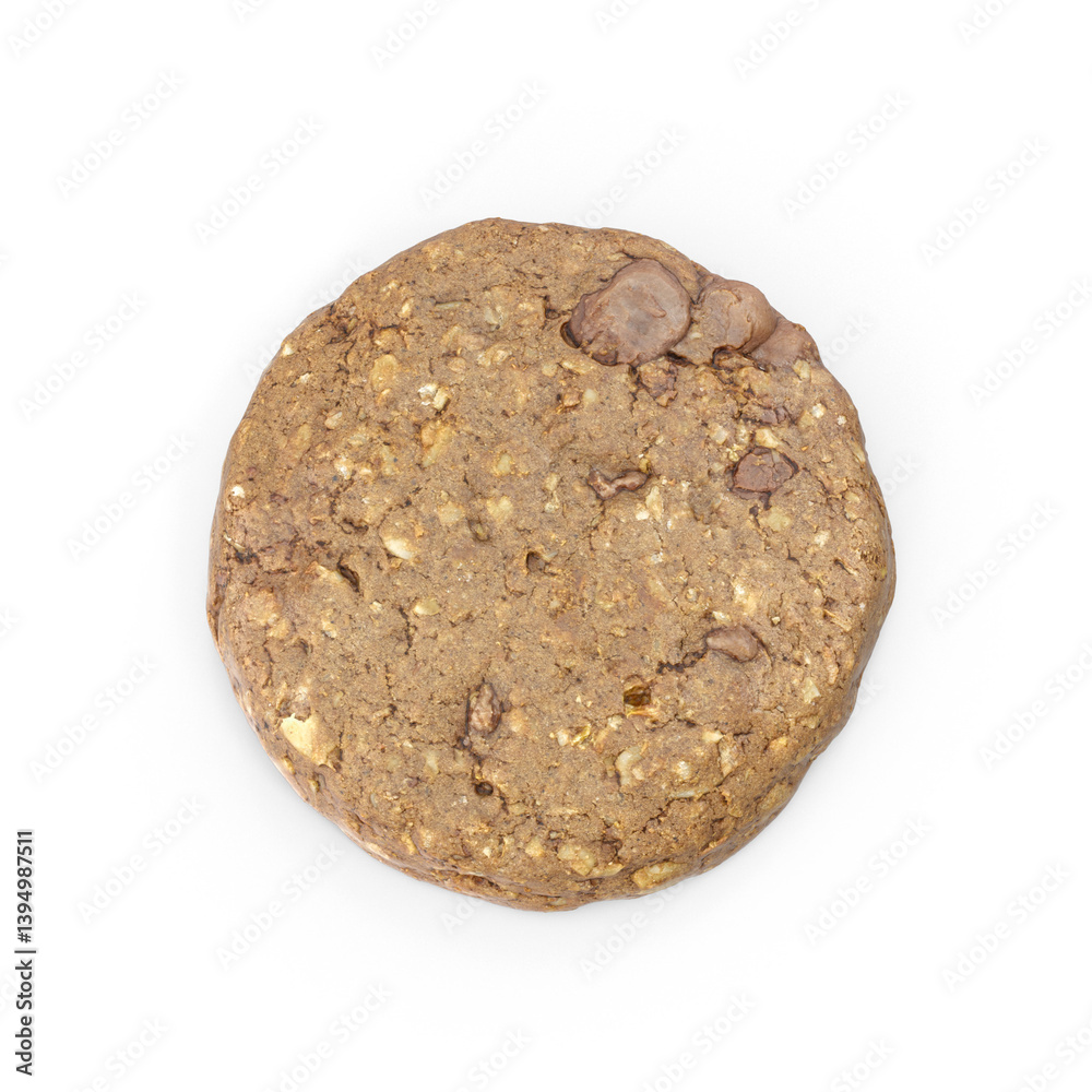 Obraz premium 3D Close-up of a delicious rectangular cookie with a detailed design and layered texture. This delicious oatmeal cookie with chocolate chips is a perfect sweet treat.