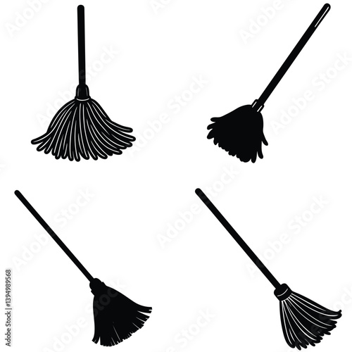 Mop Vector Silhouetted Bundle Set Collection
