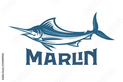 Marlin fishing logo vector illustration. Swordfish fish	
