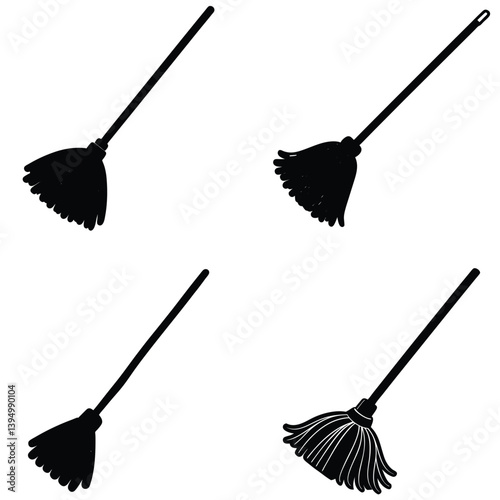 Mop Vector Silhouetted Bundle Set Collection
