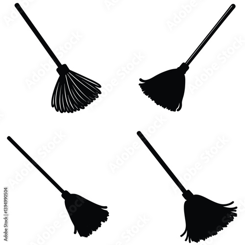 Mop Vector Silhouetted Bundle Set Collection