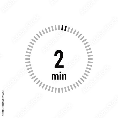 2 timer minutes symbol icon vector black style isolated on white background. Clock, stopwatch, sport icon