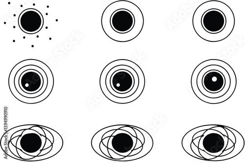 black hole line art futuristic representation of interstellar energy field.
