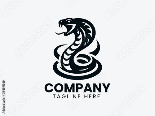 Striking Cobra Snake Hood Fangs Vector Logo Design, Cobra Snake Hood Fangs Logo, Venomous Cobra Snake Logo Design