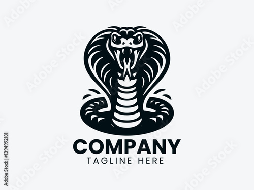 Striking Cobra Snake Hood Fangs Vector Logo Design, Cobra Snake Hood Fangs Logo, Venomous Cobra Snake Logo Design