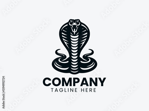 Striking Cobra Snake Hood Fangs Vector Logo Design, Cobra Snake Hood Fangs Logo, Venomous Cobra Snake Logo Design