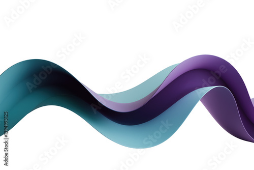 Abstrakte geschwungene 3D-Wellenform in Violett und Türkis PNG mit transparentem Hintergrund

