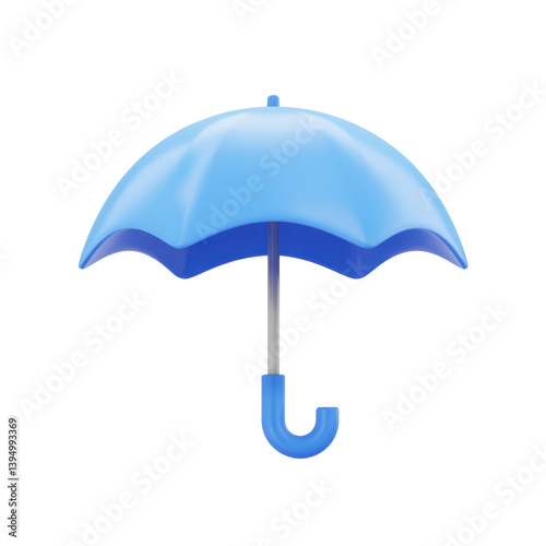 Blue Umbrella Icon – Cute 3D Weather Safety Symbol