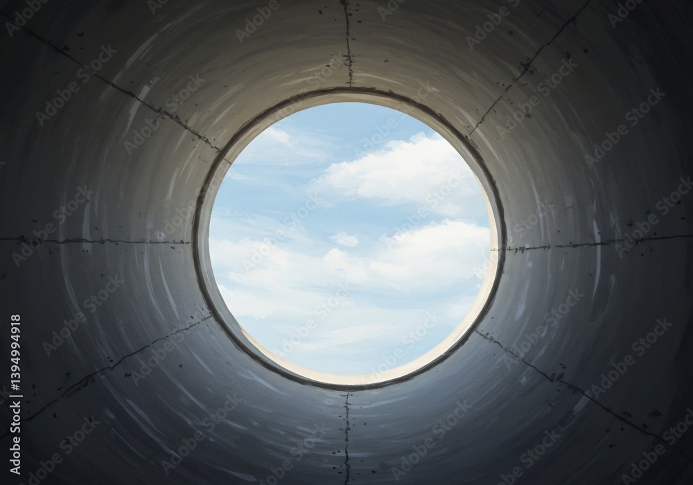 Fototapeta premium Circular Skylight Hopeful Blue Sky. AI Generated