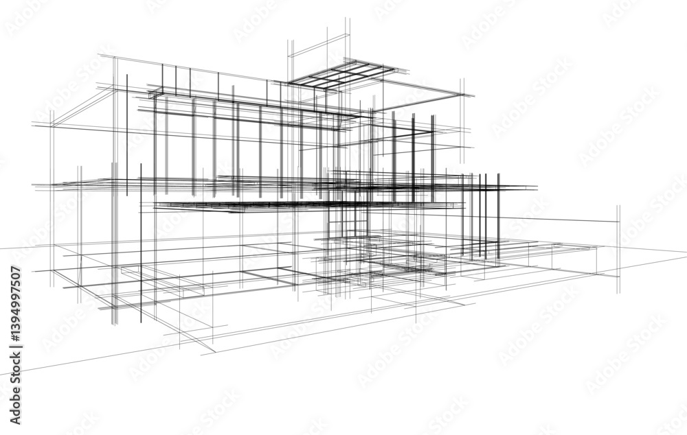Obraz premium Architectural drawing of a modern house