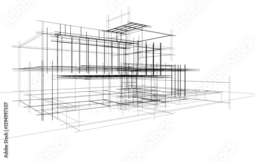 Architectural drawing of a modern house