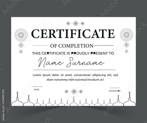 modern certificate ofc excellence award design.
