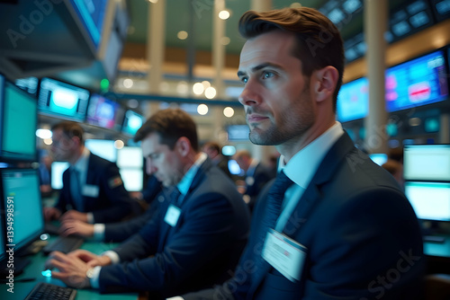 Dynamic Stock Exchange, A Captivating Glimpse into the Frenetic World of Finance and Trading, Showcasing Intensity and High Stakes Decision Making