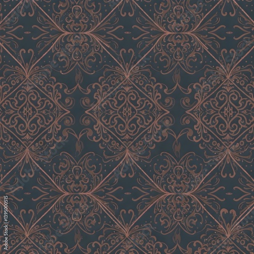 Seamless traditional fabric pattern with intricate timeless designs.