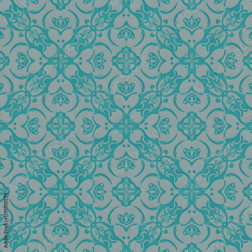 Seamless traditional fabric pattern with intricate timeless designs.