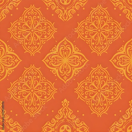 Seamless traditional fabric pattern with intricate timeless designs.
