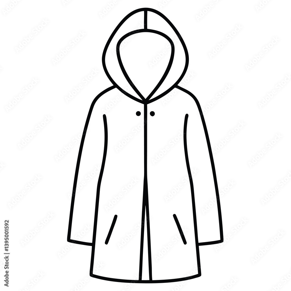 black and white raincoat on white background