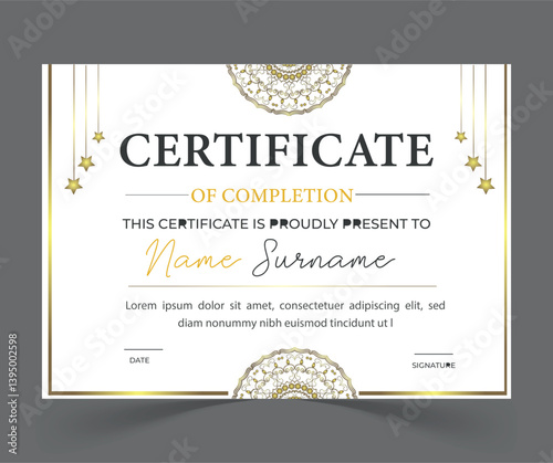 modern certificate ofc excellence award design.