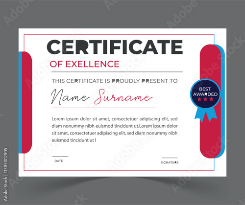 modern certificate ofc excellence award design.