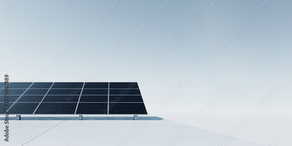 Fototapeta premium Solar Panel Innovation: A modern, energy-efficient solar panel stands proudly against the backdrop of the sky, symbolizing sustainable energy and technological advancement.