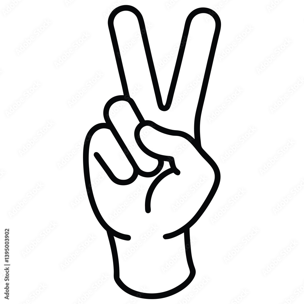 peace sign hand on white background