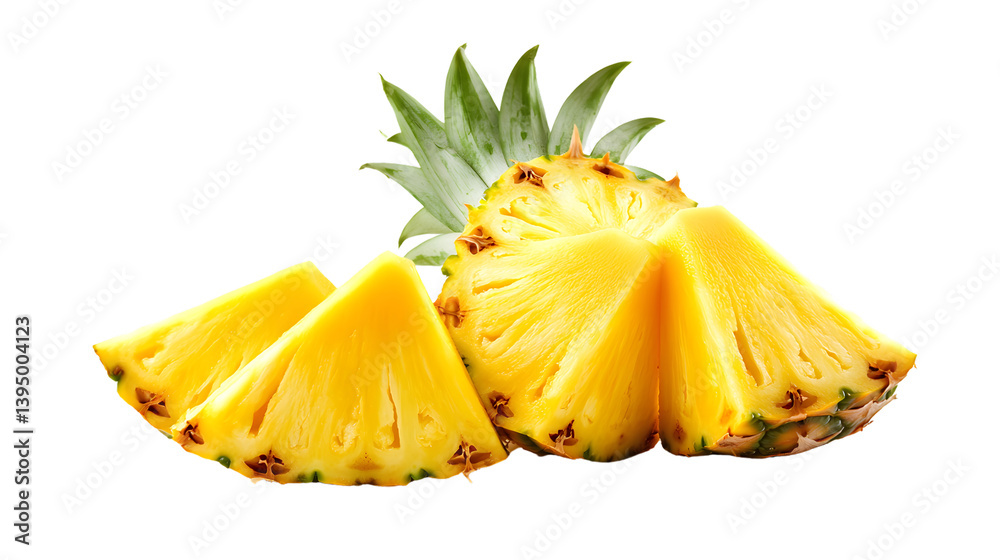 Freshly Cut Pineapple Wedges on Transparent Background - Vibrant and Juicy Tropical Fruit Display Freshly Cut Pineapple Wedges on Transparent Background - Vibrant and Juicy Tropical Fruit Display