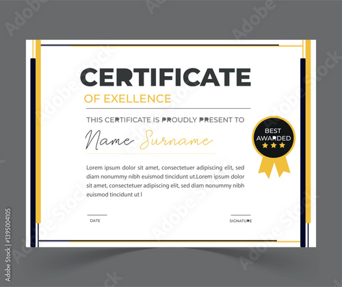 modern certificate ofc excellence award design.