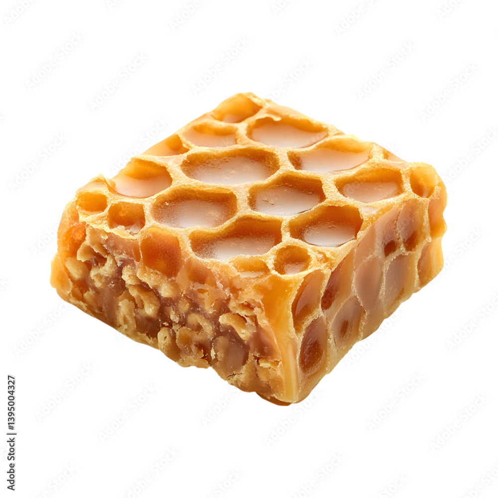 Honeycomb Toffee Piece Isolated on Transparent Background Honeycomb Toffee Piece Isolated on Transparent Background
