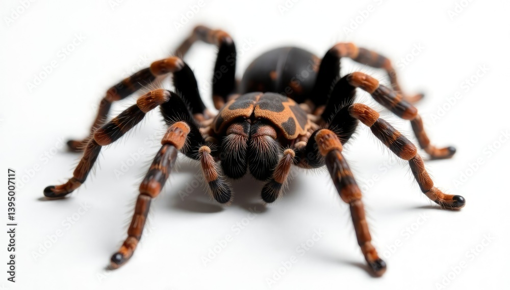 Isolated tarantula on white surface with shadows, shadow, pure white Isolated tarantula on white surface with shadows, shadow, pure white