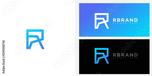 Modern Blue Gradient R Letter Logo Design Branding Identity