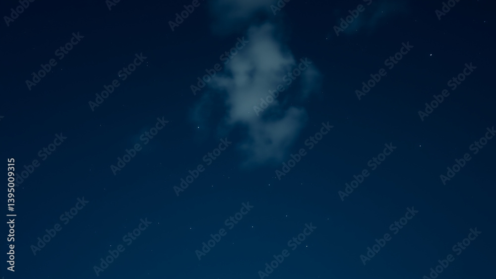A single, soft cloud against a deep night sky filled with stars. A single, soft cloud against a deep night sky filled with stars.
