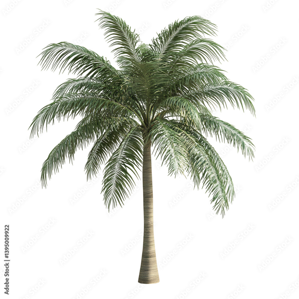 Fototapeta premium 3D Palm Tree with Cascading Fronds Isolated on Transparent Background
