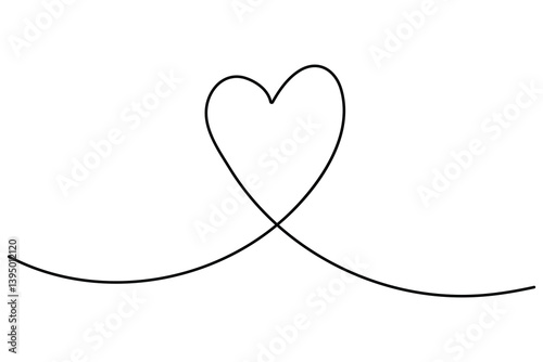 Cuadro en lienzo Heart continuous one line art drawing of heart hand drawn vector illustration